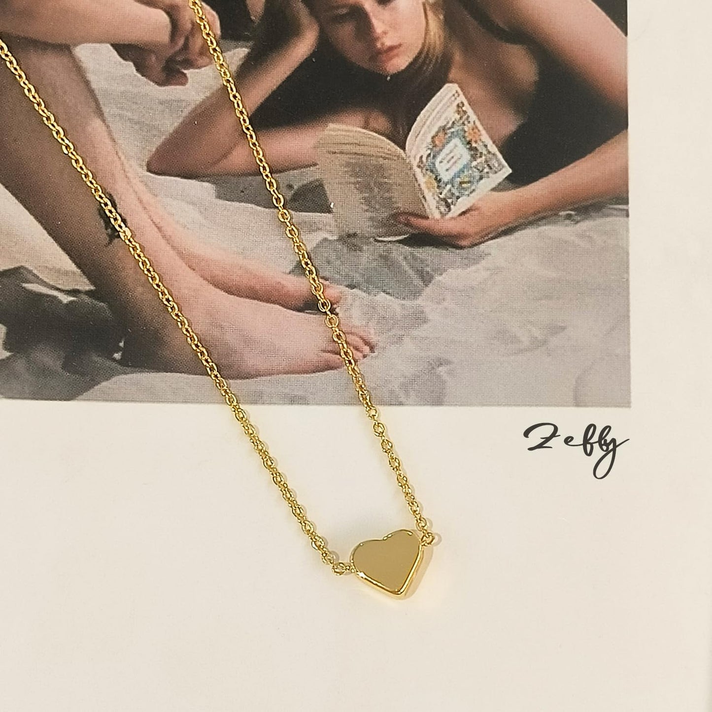 Zeffy Heart Necklace for Women 14k Gold Plated Cute Necklaces Trendy Dainty Love Heart Choker Necklaces Dainty Simple Gold Jewelry Gifts