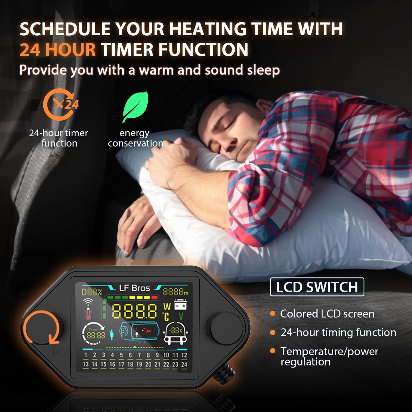 LF Bros Professional 110V/12V 5KW Diesel Heater, All-in-One 5L Air Diesel Space Heater with Timer, Thermostat, Plateau Mode, Suitable for Camping, Ice Fishing, Hunting, Black