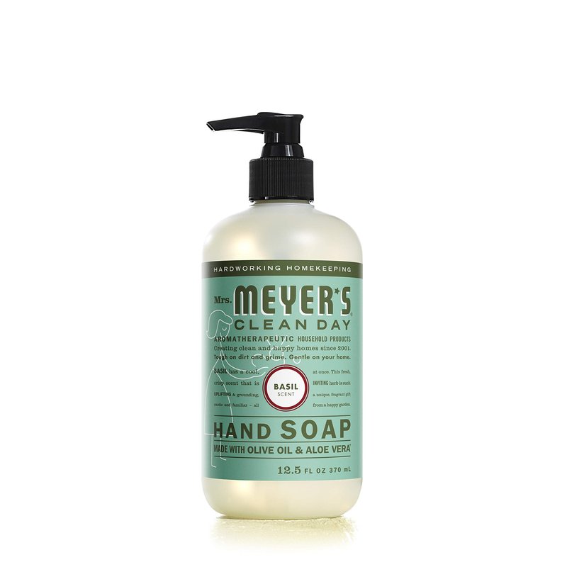MRS. MEYER'S CLEAN DAY Hand Soap, Made with Essential Oils, Biodegradable Formula, Basil, 12.5 fl. oz - Pack of 3