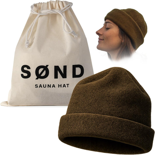 SØND - Sauna Hat for Men & Women - Merino Wool Heat Insulation & Hair Protection - Wool Sauna Cap & Banya Hat - Sauna Accessory - Beanie Style - Green