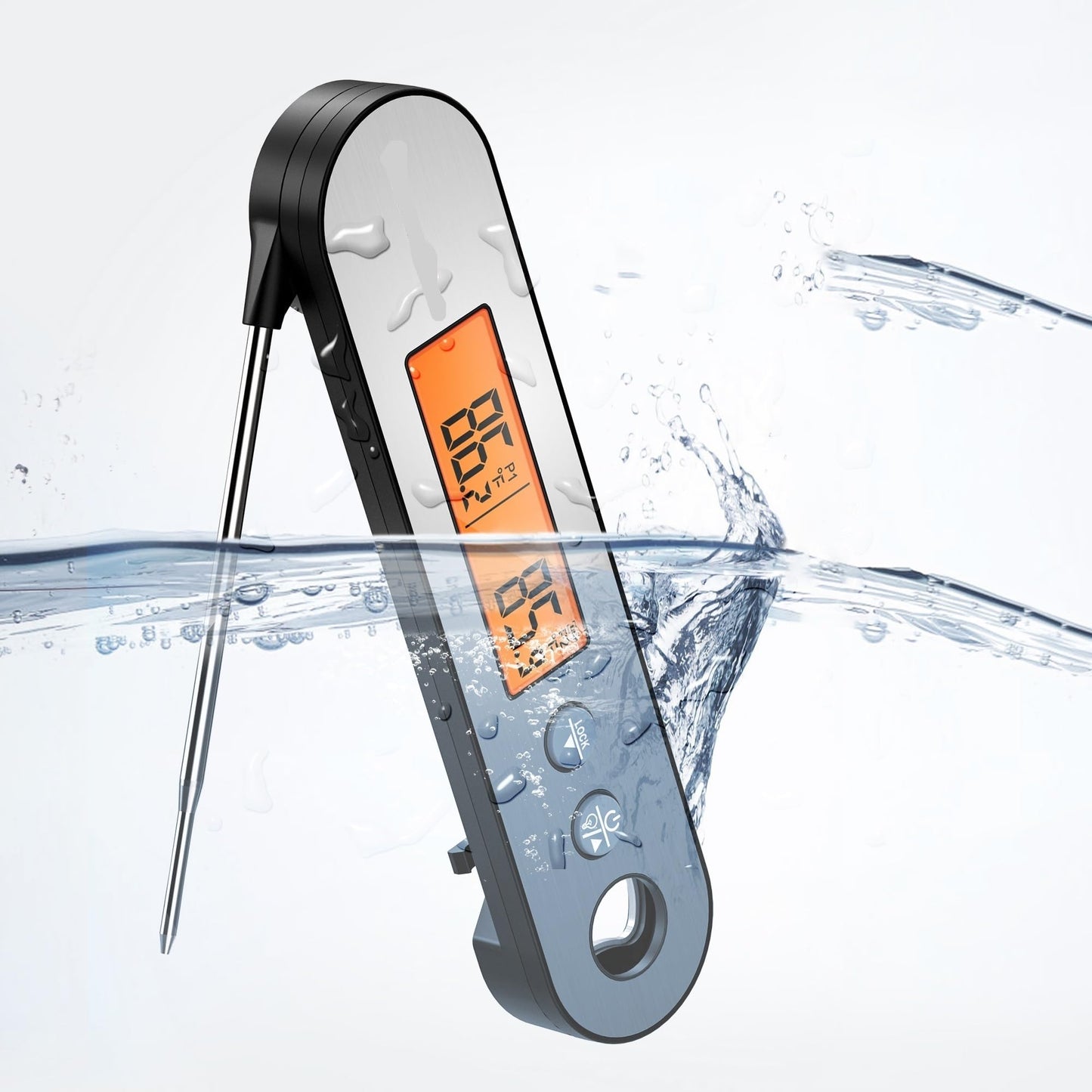 Rechargable Waterproof Backlight 2 in 1 Folding Wired Probe Digital Kitchen Cooking Oven BBQ Meat Thermometer