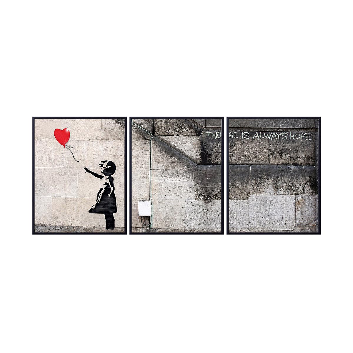 Banksy Girl With Balloon Poster Set - 8x10 Graffiti Street Art Home Decor - Urban Wall, Office or Apartment Decoration for Living Room, Bedroom, Dorm - Unique Gift for Women, Teens, Modern Art Fans