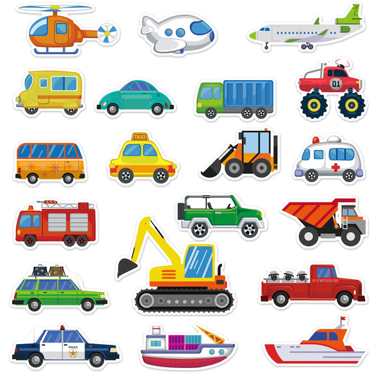 20 PCS Transportion Thick Gel Clings Vehicle Window Gel Clings Decals Stickers for Kids Toddlers and Adults Home Airplane Classroom Nursery Winter Car Party Supplies Decorations