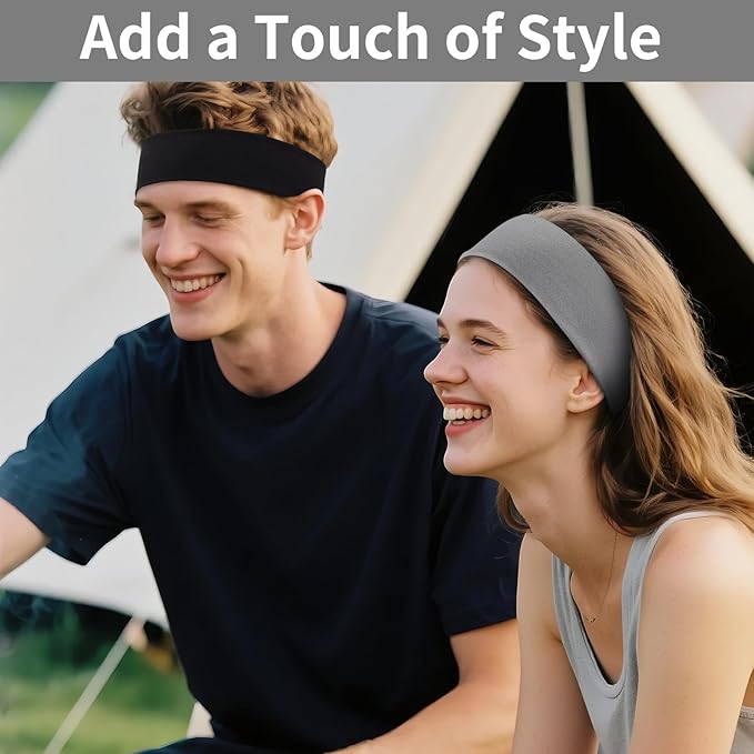 Panleding 12 Pack Sports Headbands for Women, Non-Slip Elastic Soft Hair Bands, Fashion Hair Warp for Workout, Yoga, Running, Fitness (4 Neutral colors)