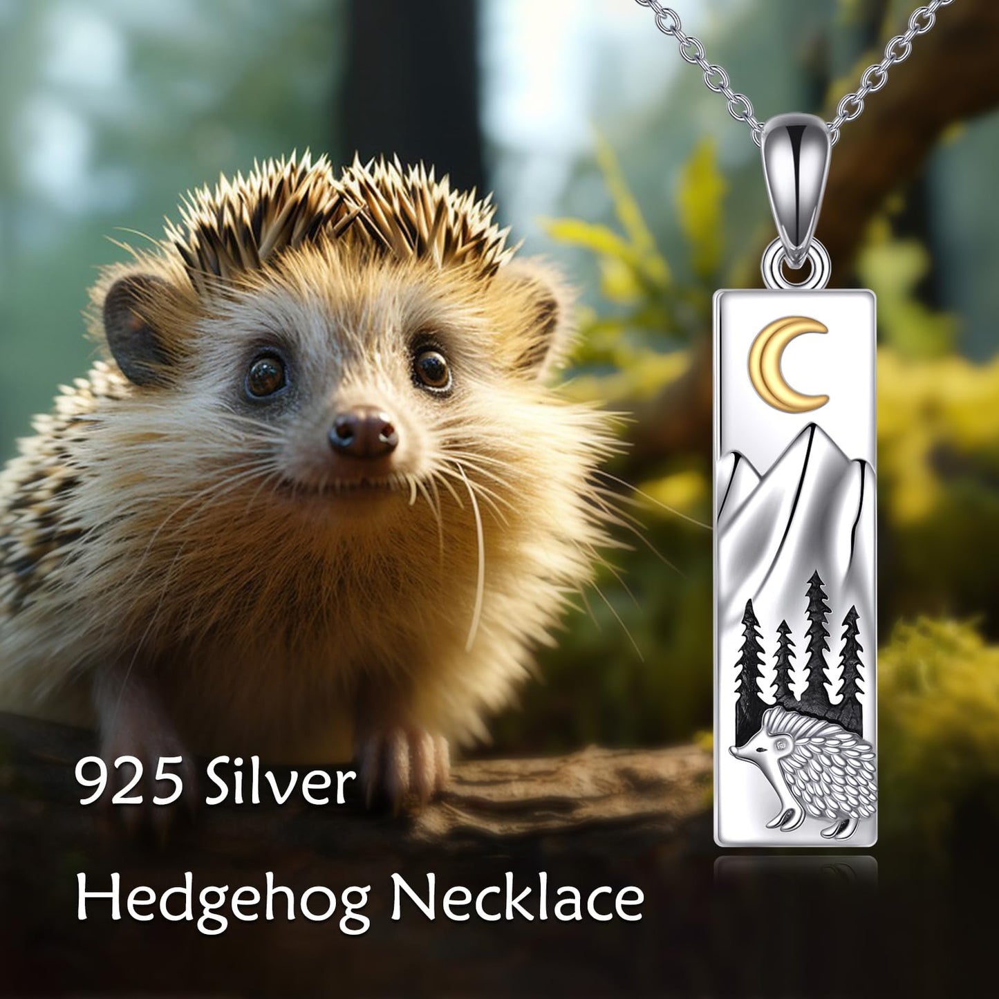 YFN Hedgehog Mountain Necklace for Women Sterling Silver Nature Necklace Jewelry Gift for Skiers, Hikers, Campers, Climbers and Nature Lovers
