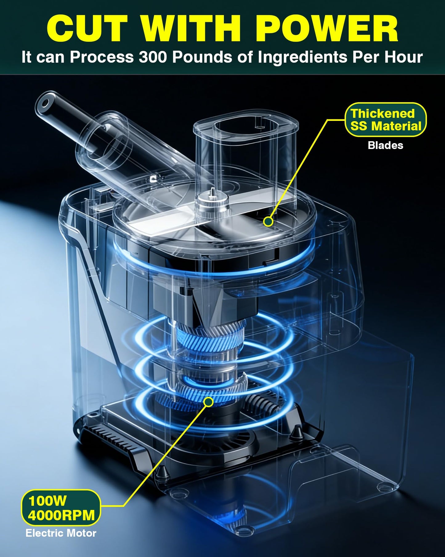 WantJoin 6 in 1 Electric Vegetable Chopper - Multifunctional Commercial Food Processor w/Magnetized Tray, Stainless Steel Blades for Slicing,Dicing,Chopping,Shredding,Wave Cutting,Diagonal Cutting
