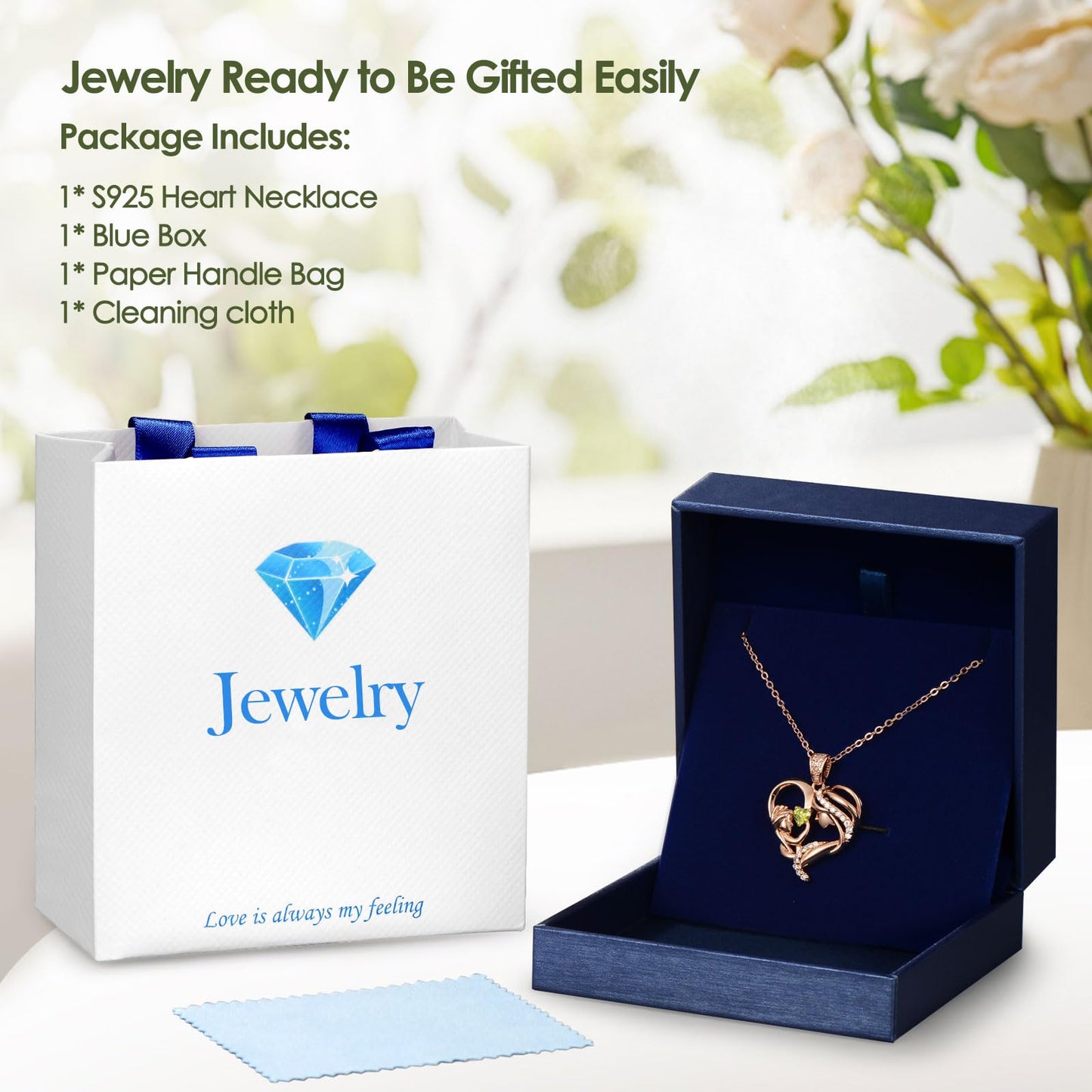 Zifeel Mothers Day Gifts for Mom Wife Her Grandma, S925 Sterling Silver Birthstone Necklaces Jewelry for Women, Mother's Day Love Heart Pendant Necklace for Anniversary Birthday Christmas Day