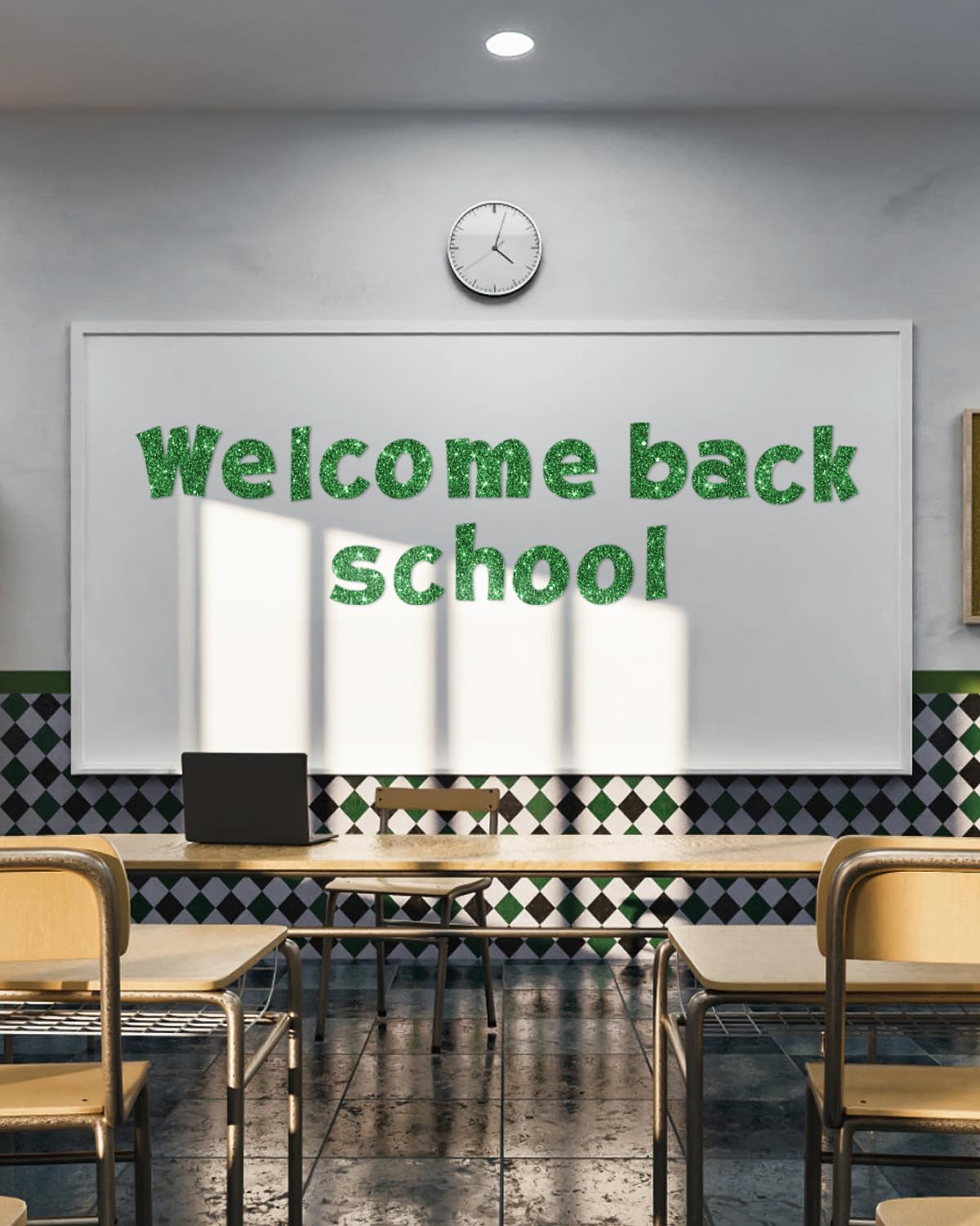 237 Pcs Glitter Bulletin Board Letters, Numbers and Punctuation, Poster Board Letters Alphabet Cut Out Cardboard Letters Accessories for Classroom Display Decorating Supplies 4inch (Green)