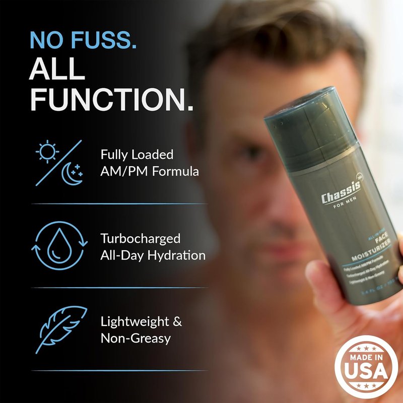 Chassis 360 All-In-One Face Moisturizer - Hydrating Lotion for Men with Vitamin C, Niacinamide & Hyaluronic Acid | 3.4 Fl Oz