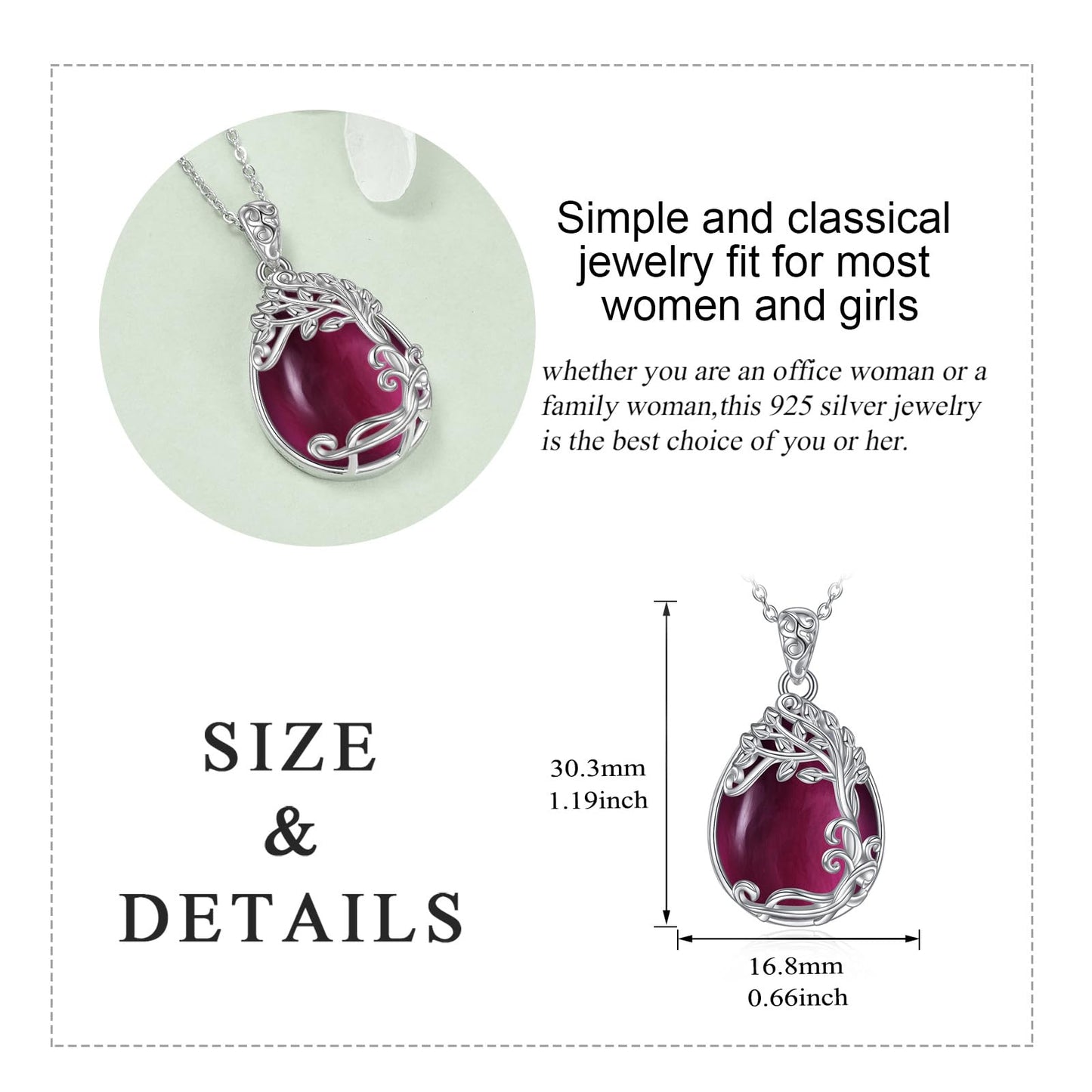 YAFEINI Amethyst Necklace Sterling Silver Tree of Life Pendant Necklace Purple February Birthstone Jewelry Gifts for Women (NN-Tree of Life Amethyst Necklace)