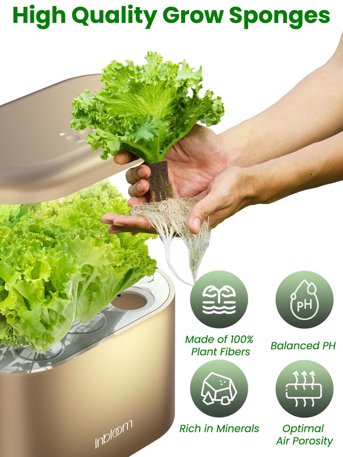 inbloom Grow Anything Seed Pod Kit for AeroGarden, Ahopegarden, GARDENCUBE, iDoo, MUFGA Hydroponic Growing System, 200 Pcs Indoor Garden Supply with 50 Grow Sponges, 50 Baskets, 50 Domes and 50 Labels