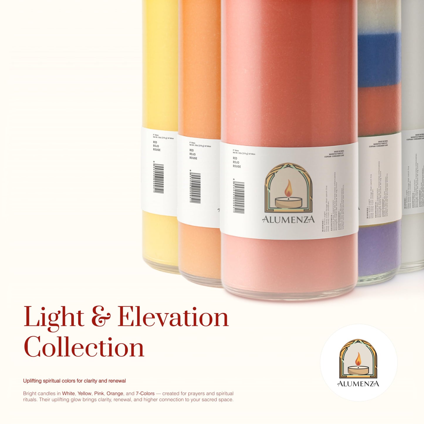 Alumenza Bulk 6 Pack San Miguel Arcangel Candle in Glass Jar 90 Hours – Paraffin Wax, Clean Burning Unscented | Large & Tall Devotional Prayer Pillar Candles for Home, Memorial, Rituals