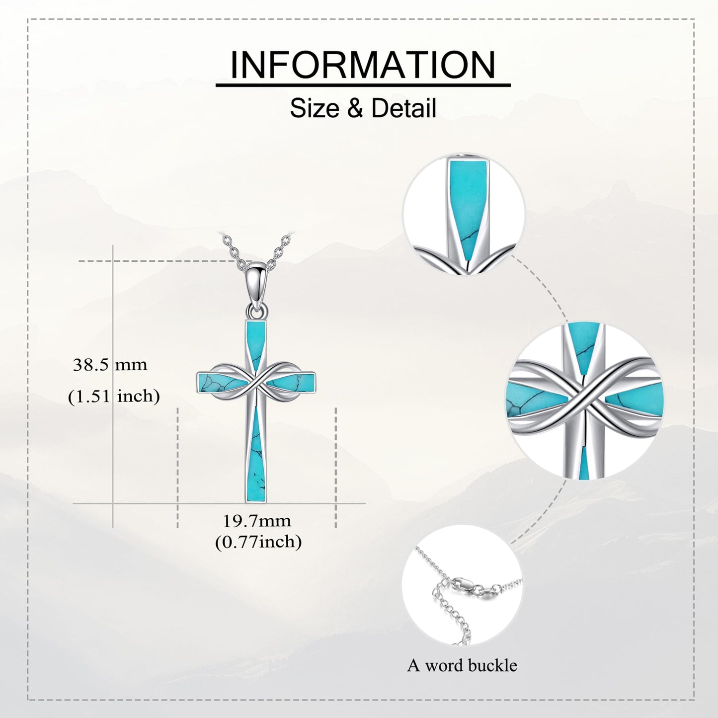 ONEFINITY Turquoise Cross Necklace 925 Sterling Silver Infinity Cross Pendant Necklace Western Jewelry Gifts for Women Men
