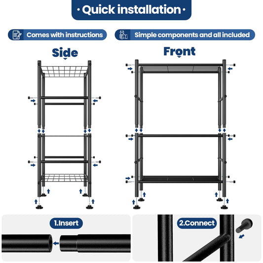 Abiglifty Storage Shelves, 3-Tier Metal Shelving, Wire Shelving with Adjustable Leveling Feet, Shelf Organizer for Bathroom, Closet, Garage