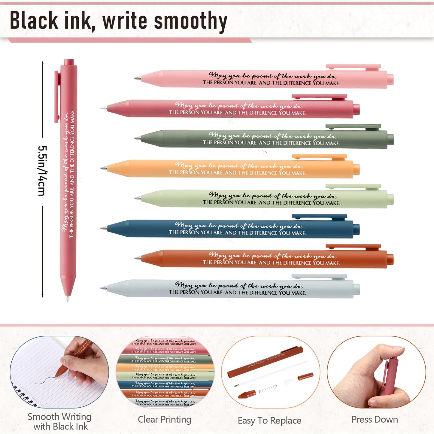 Resurhang 48 Pcs/24 Set Employee Appreciation Gift for Coworkers Staff Teacher Positive A6 Spiral Journal Notebook with Pen for Team Volunteer Week Lab Week(Fresh Color,May You)