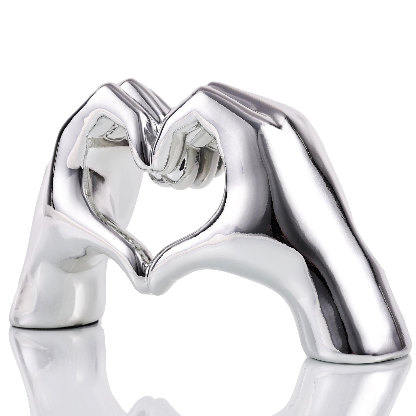 Silver Heart Hands Sculpture , Love Centerpieces Aesthetic Statue and Sculpture Living Room Bedroom Bookshelf Coffe Table Boho Wedding Accents Decorations, Knick Knacks Home Decor for Shelves para