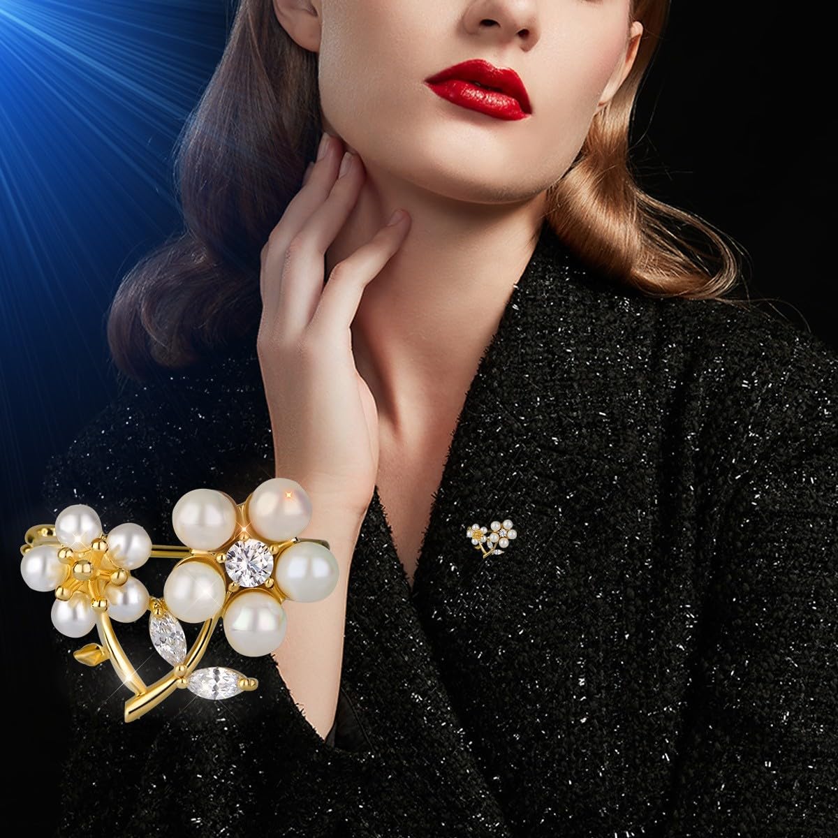 UNVAK Pearls Plum Blossom Brooches 18k Gold-plated Plum Brooch Pin Flowers Lapel Pin Jewelry Mother's Day Gift for Women Girls
