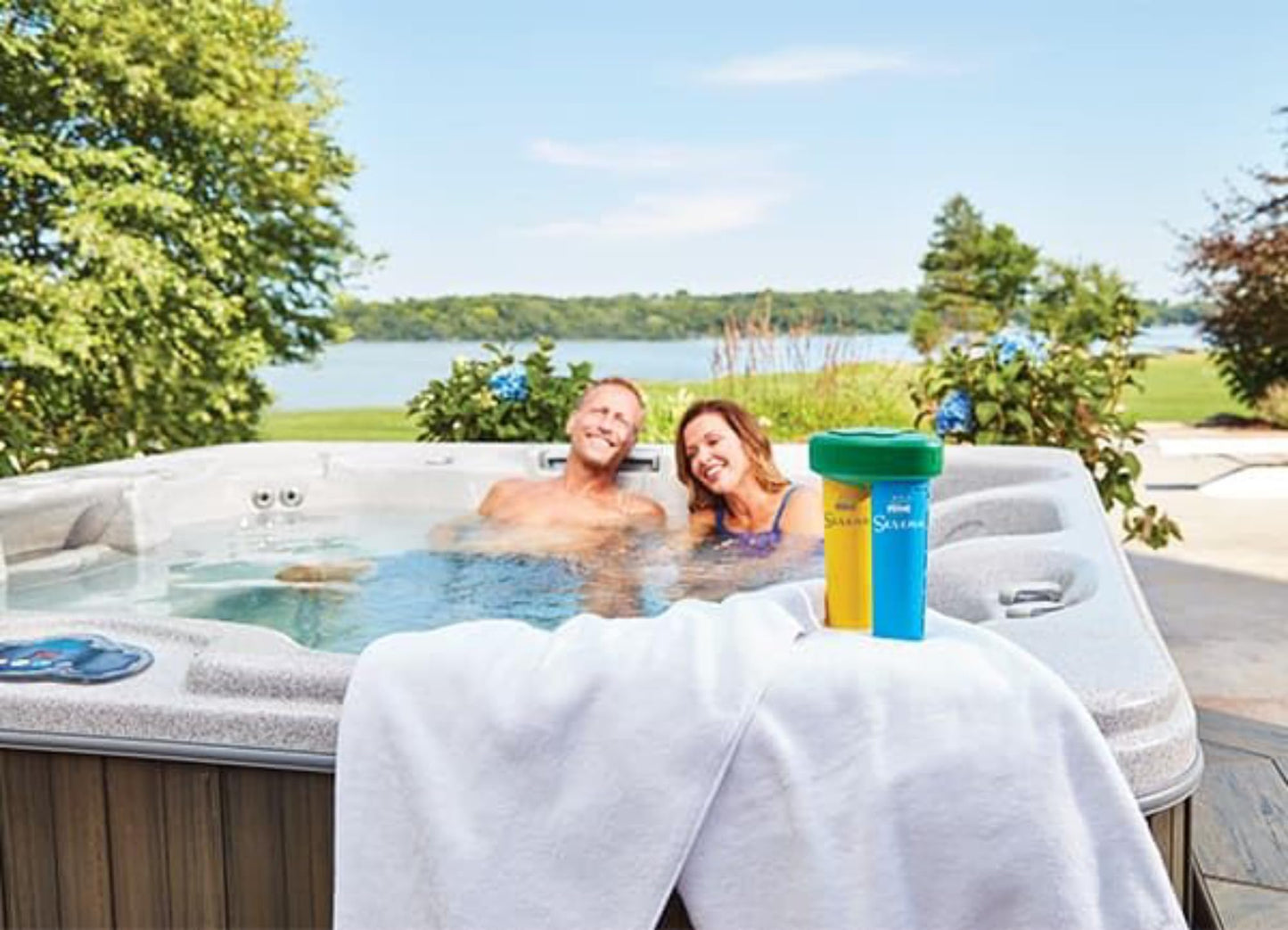 FROG Serene Floating System for Hot Tubs - Quick & Easy Prefilled Hot Tub Sanitizer - Hot Tub Maintenance System with Sanitizing Minerals & Bromine - 3 Month Bundle+