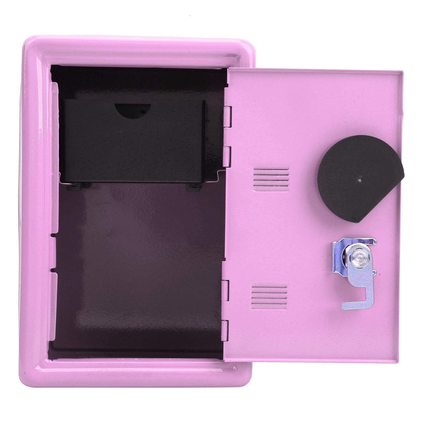 Kid's Bank Locker Safe, Metal Kids Safe Money Bank with Single Digit Combination Lock and Key, Built in Pullable Change Storage Box, 7.1x4.7x3.9 Inch Piggy Bank for Kids Birthday Gift(Pink)