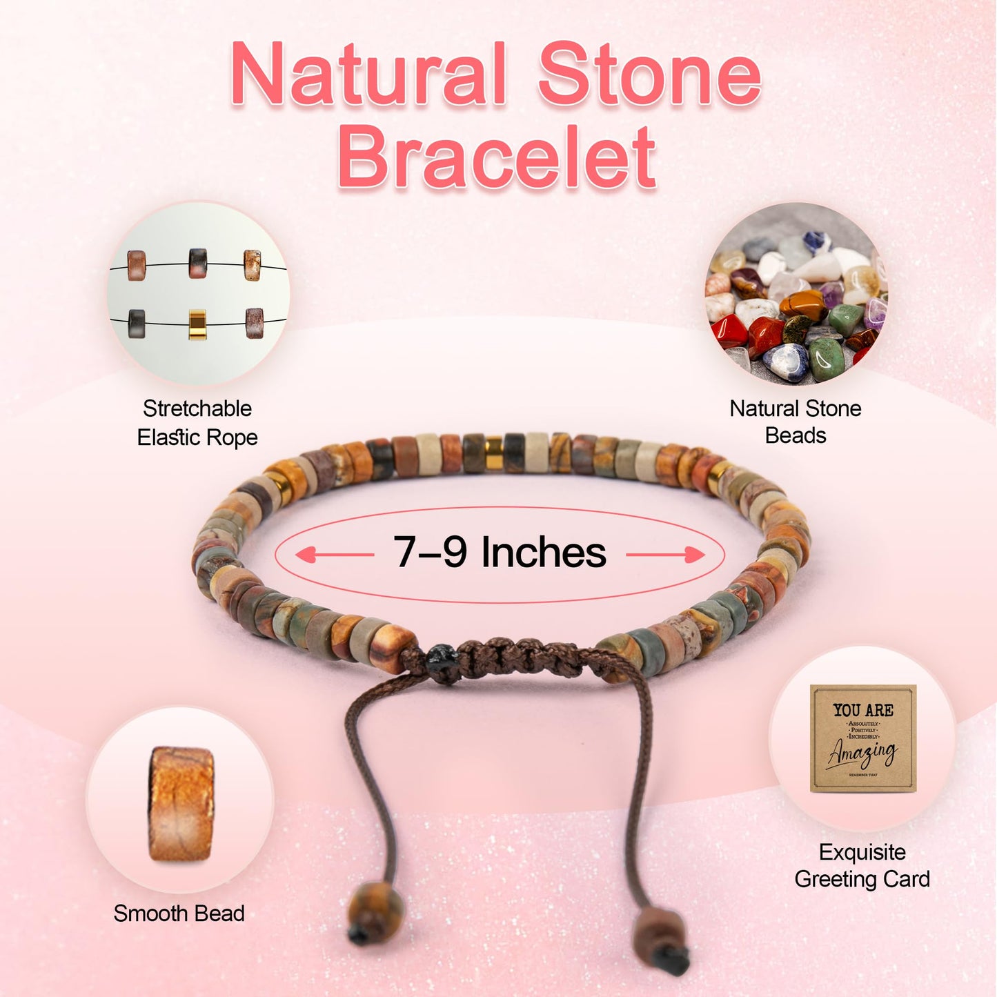 ZOKCC Encouragement Bracelet Gifts for Women - Healing Natural Stone Bracelet - Inspirational Gifts for Women Sister Bestie Friends