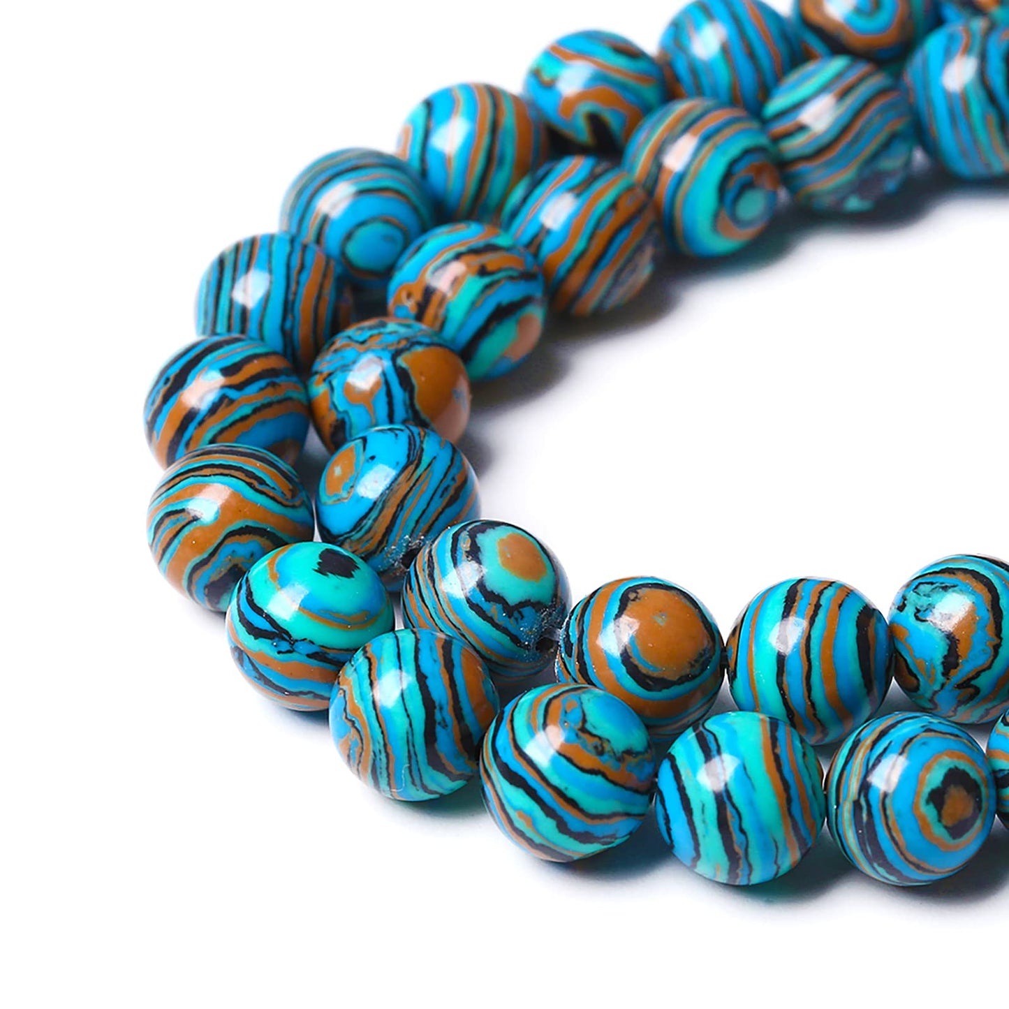 48PCS 8mm Natural Blue Malachite Stone Beads Round Loose Gemstone Beads for Jewelry Making DIY Bracelet Necklace 15 Inch,Energy Stone Healing Power