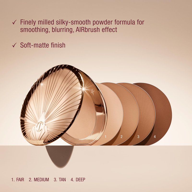 Charlotte Tilbury Airbrush Matte Bronzer Refill - Smoothing & Blurring Powder Bronzer with an Airbrush Finish - Refillable Makeup Infused with Silky Mica & Hyaluronic Acid - 1 Fair