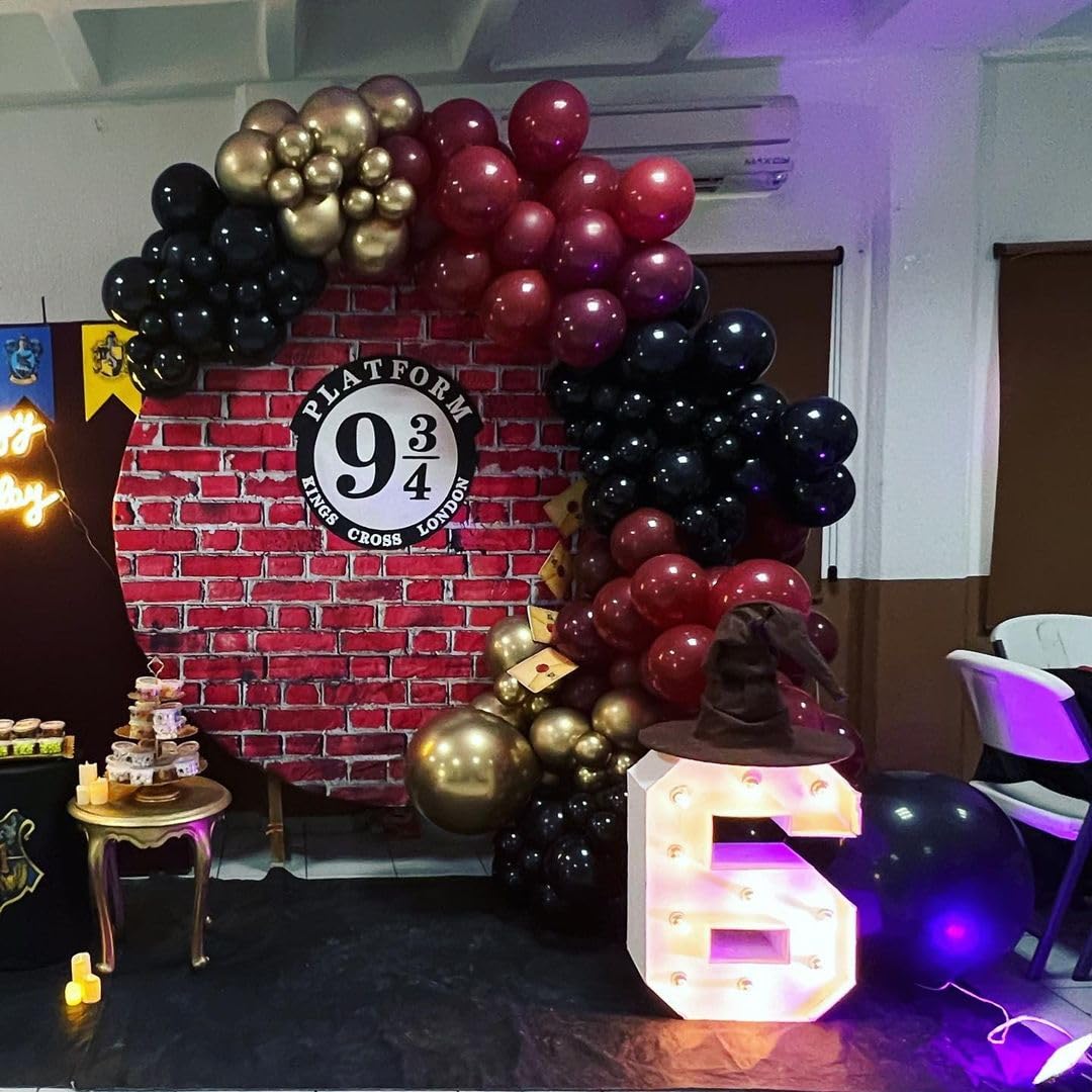 Burgundy and Gold Balloon Arch Kit, 162pcs Different Sizes with Burgundy Black Chrome Gold Confetti Balloons for Graduation Ceremony Prom Anniversary Wine Birthday Party Decorations