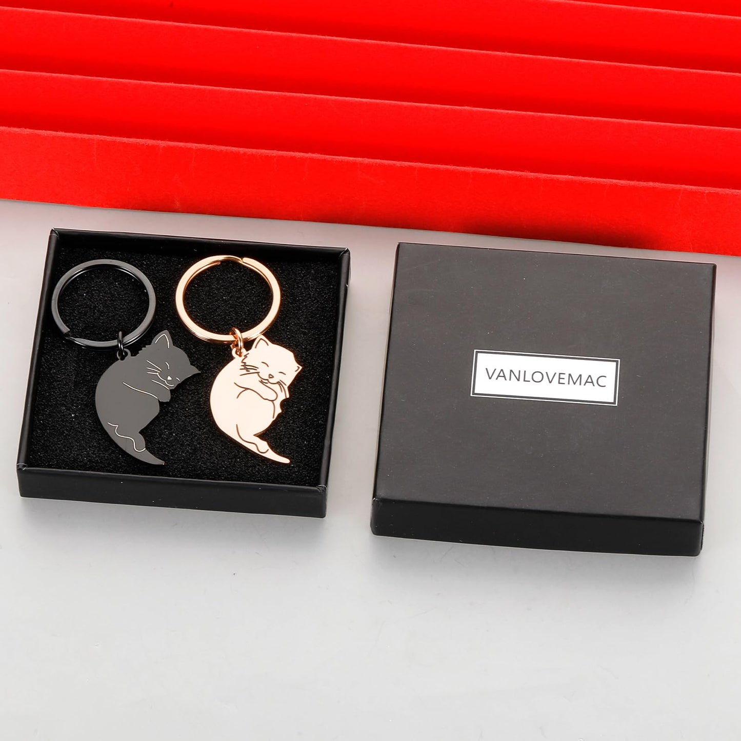 Valentines Day Gifts for Her Him Cute Keychain for Boyfriend Girlfriend Best Friend Matching Couple Stuff for Wife Husband Cat Lover Fiancée National Girlfriends Day Gifts Boo Basket Stuffers