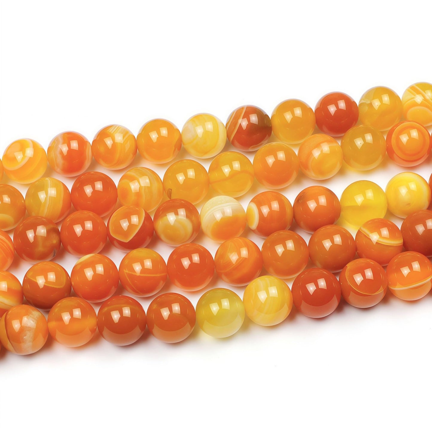 MJDCB Natural Stone Beads Orange Stripe Agate Round Loose Beads for Jewelry Making DIY Bracelet Necklace (6mm)
