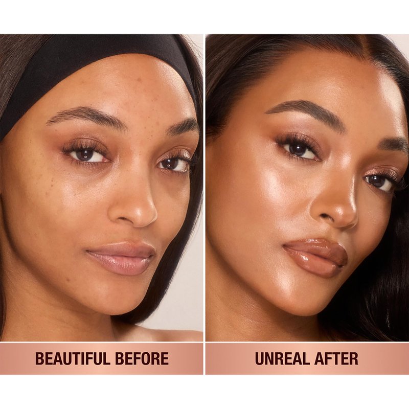 Charlotte Tilbury Unreal Skin Tint & Sheer Glow Hydrating Foundation Stick - Cream Foundation Makeup with Sheer-to-Light Coverage & a Buildable Formula - Blurring, Smoothing & Nourishing - 10 Tan