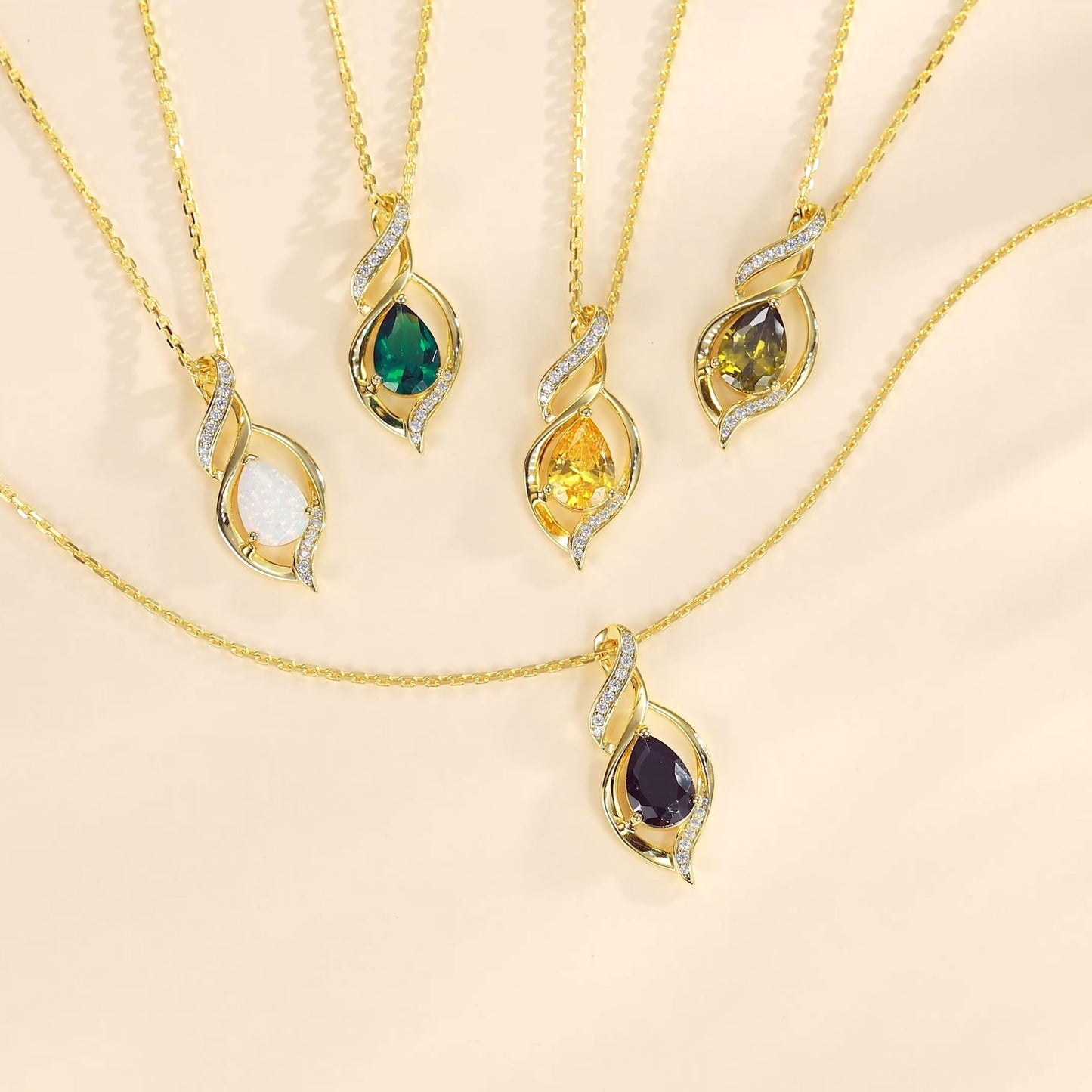 FANCIME 14K Gold Plated October Birthstone Necklace for Women Black Tourmaline Teardrop Necklace Sterling Silver Infinity Love Birthday Gifts for Women, 16"+2" Inches