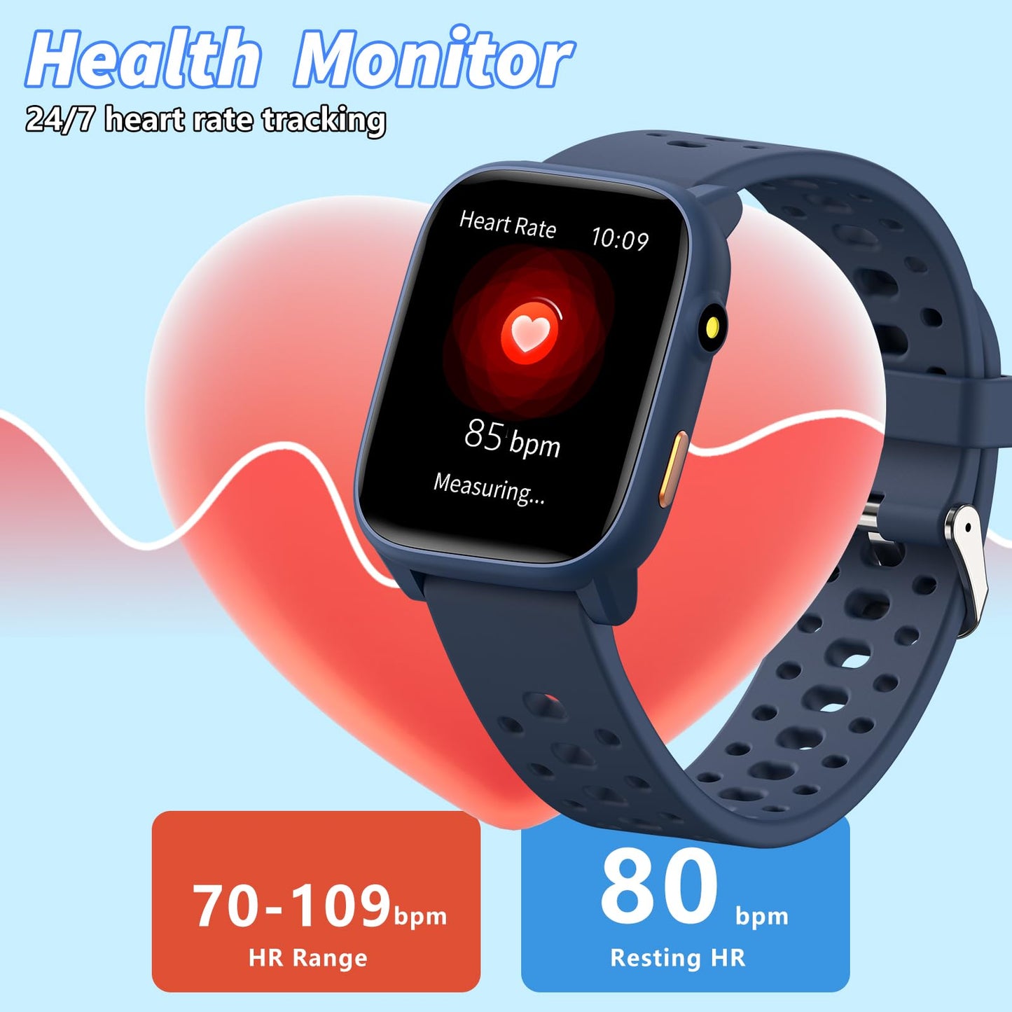 ModaWin Smart Watch for Kids with 12 Puzzle Games, 1.83" Fitness Tracker Watch Heart Rate Sleep Monitor, Pedometer, Alarm Clock, Flashlight, Gift for 6-12 Year Old Boys Girls