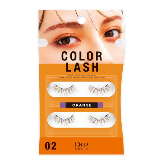 D-UP Natural Look False Eyelashes, False Lashes for Nature Look/Bold Eye Look, Japanese Natural Looking Fake Eyelashes A Day Long Lasting Wear, Lightweight & Reusable, 2 Pairs, Color Lash 02 Orange