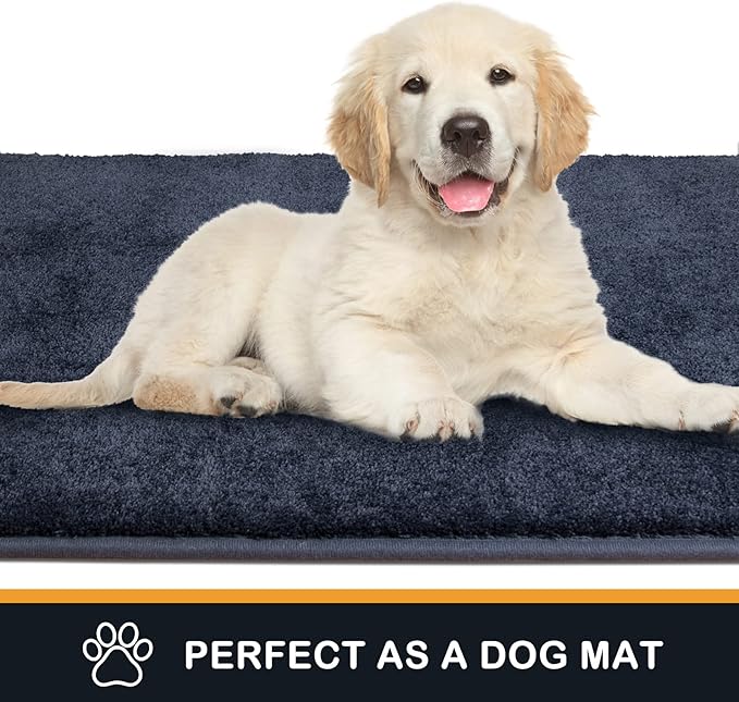 PURRUGS Dirt Trapping Door Mat 31.5" x 47", Non-Slip Machine Washable Entryway Rug, Dog Doormat, Indoor Front Door Mat, Super Absorbent Entry Rug for Muddy Shoes & Paws, Navy Blue