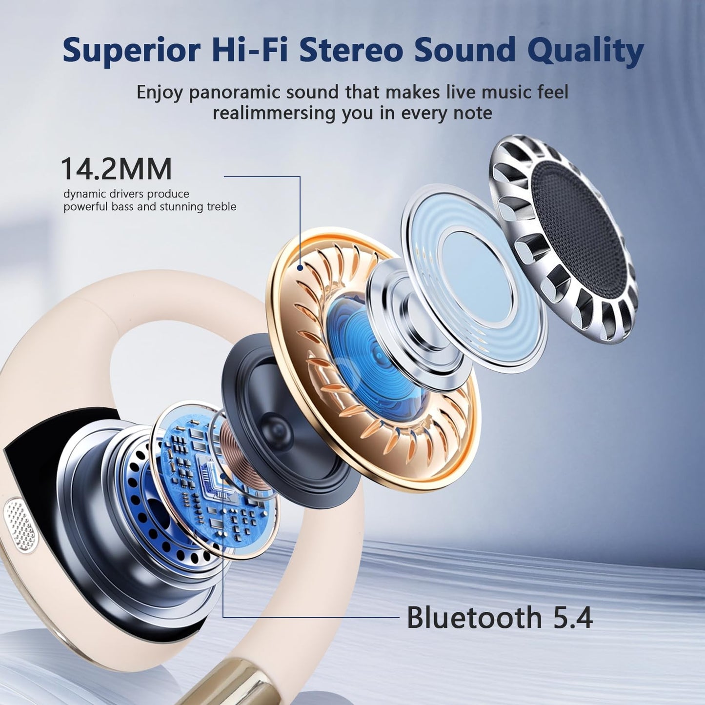 AI Translation Earbuds Real Time, 164 Language Translator Earbuds OWS 3-in-1 Translation Headphones, Translation Device for Travel Business Learning Compatible with iOS and Android,Khaki