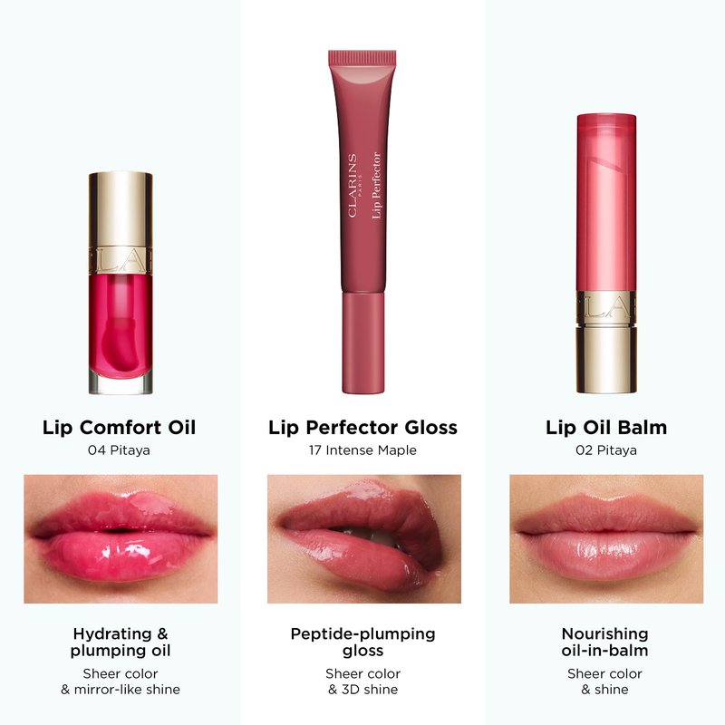 Clarins Natural Lip Perfector | Award-Winning | Sheer Finish Lip Plumping Gloss | Instant 3D Shine | Nourishing, Hydrating, Softening | Contains Natural Plant Extracts With Skincare Benefits