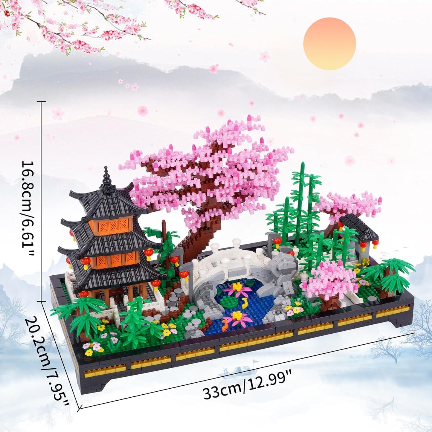 TzFioy Japanese Zen Garden Micro Brick Building Set (2805 Pieces) – Tranquil Garden Model Educational Toy Gift for Kids and Adults