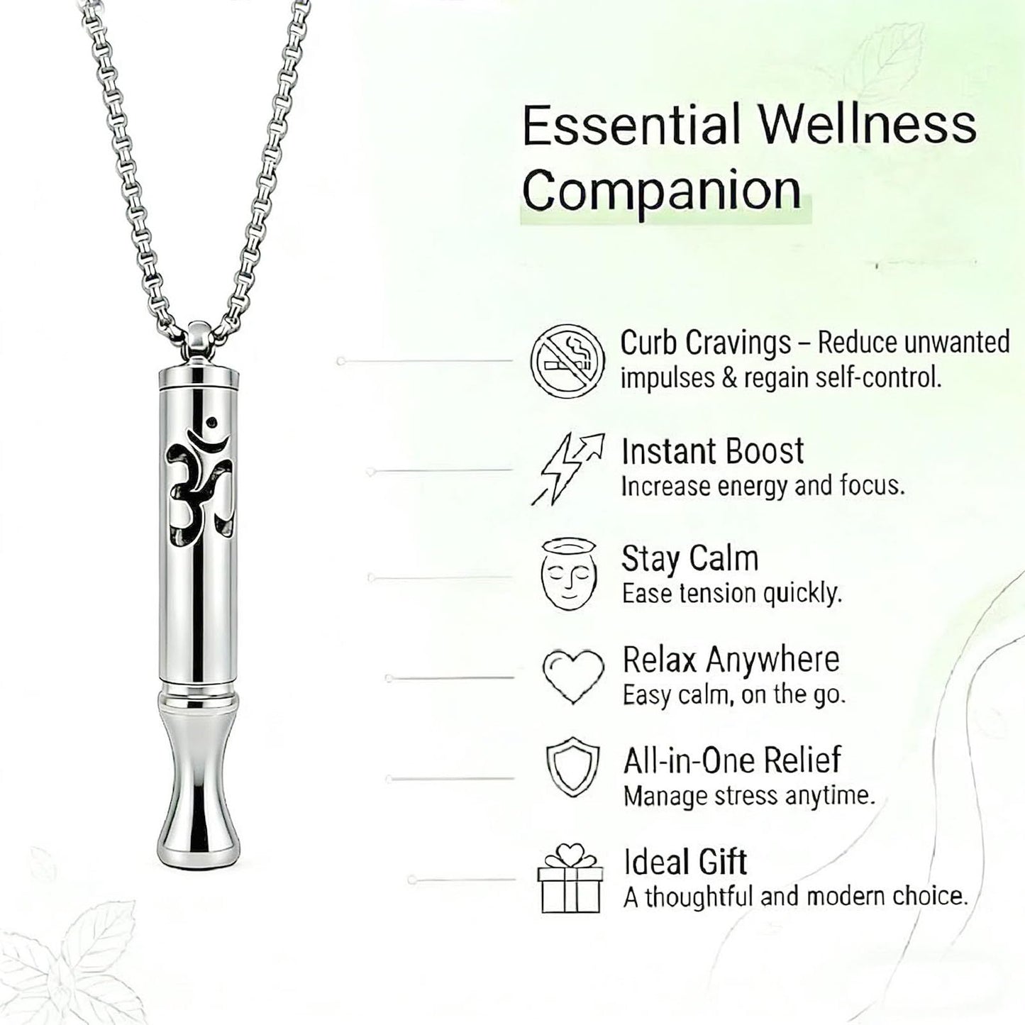 phaxud Stainless Steel Mindful Breathing Necklace with Aromatherapy Diffuser & Guided Meditation Cards, Calming Relaxation Tool for Meditation & Healthy Habit (Necklace with card, Black)