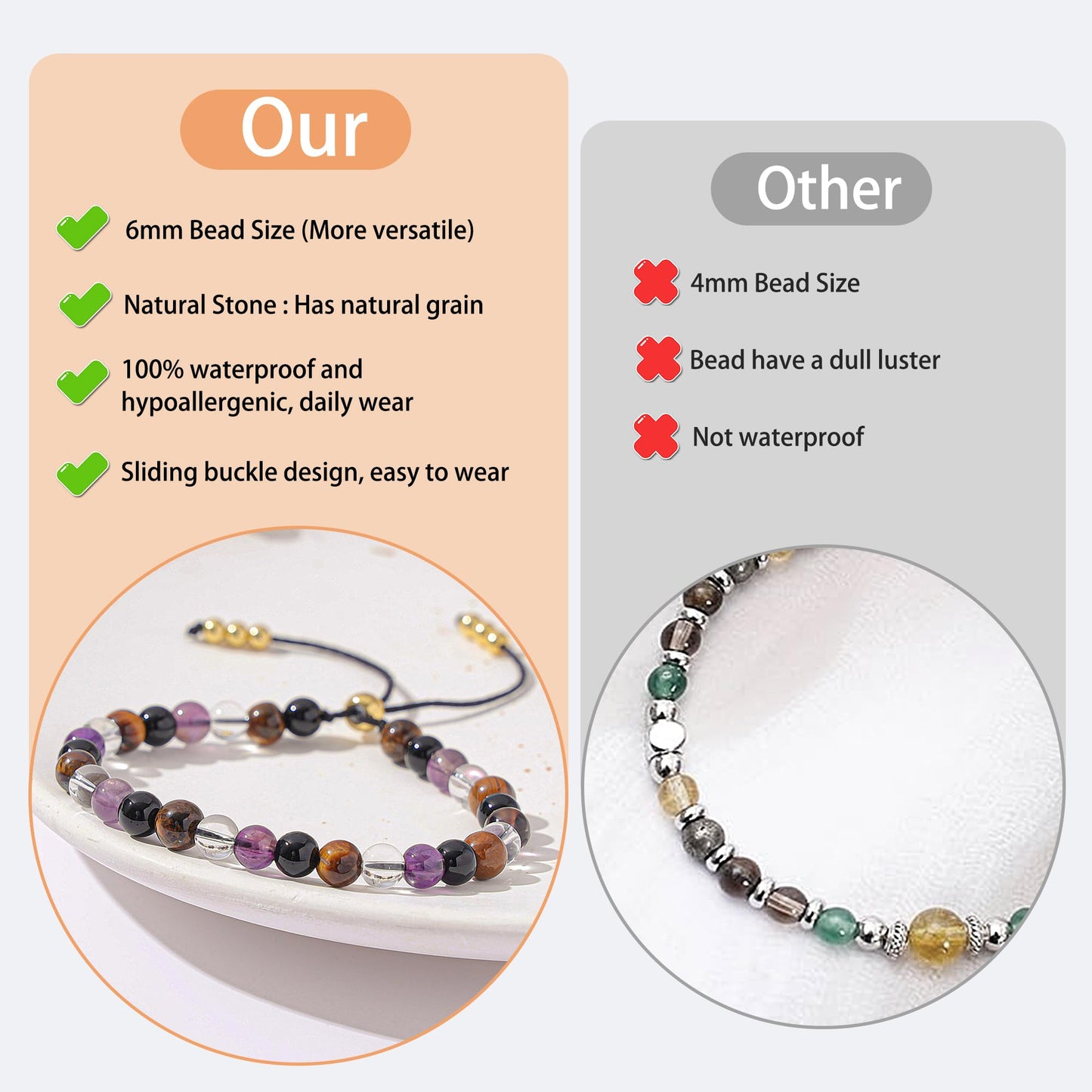 NUKAYAI Triple Protection Bracelet for Women Gifts Crystals Gemstone Blue Tiger Eye Black Obsidian Hematite Bracelet Jewelry Natural Stones