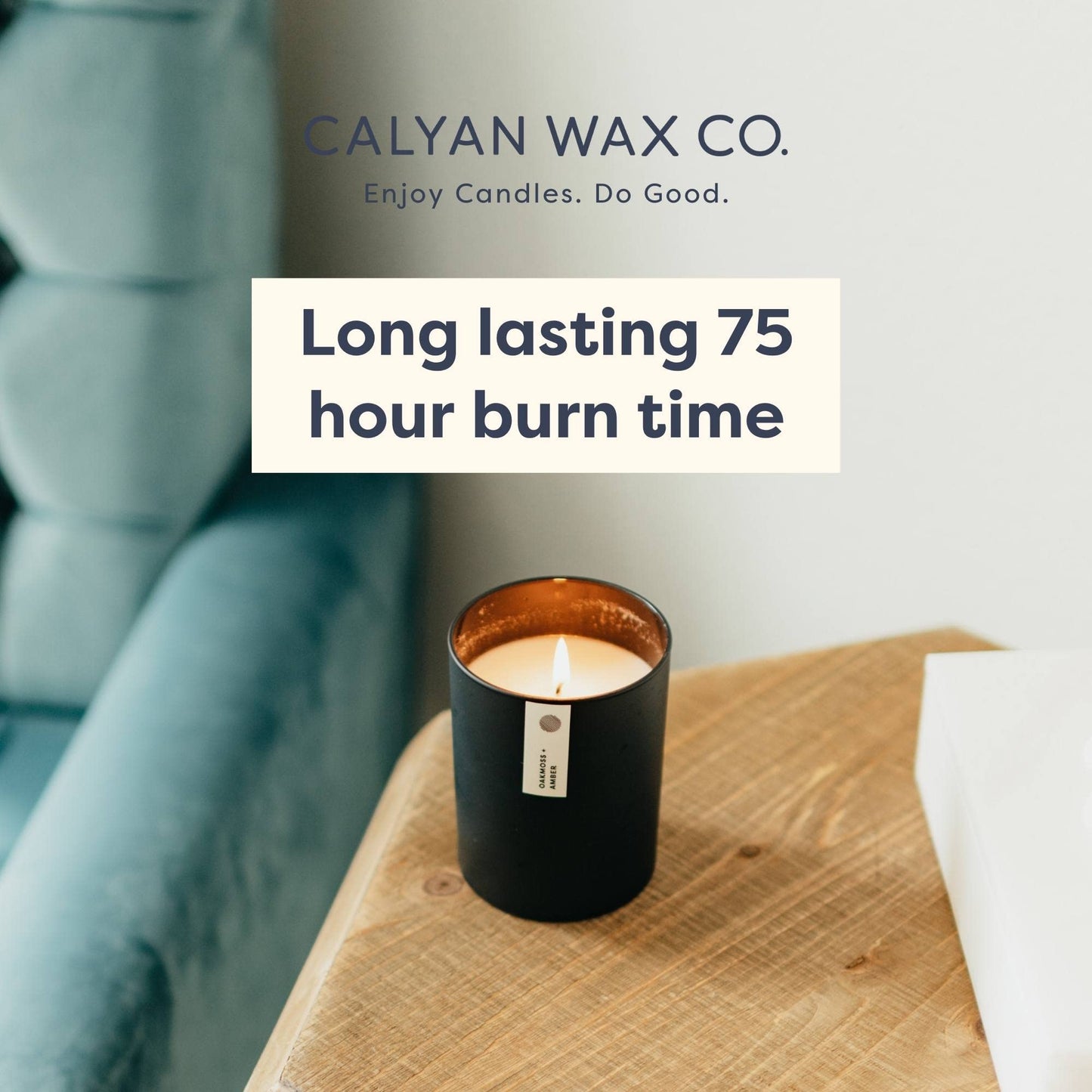 Calyan Wax Co. Redwood & Vanilla Scented Candle - 75 Hour Burn - Luxury Clean Soy Wax Candles - Long Lasting Black Tumbler Jar Candle for Home - 10.2oz