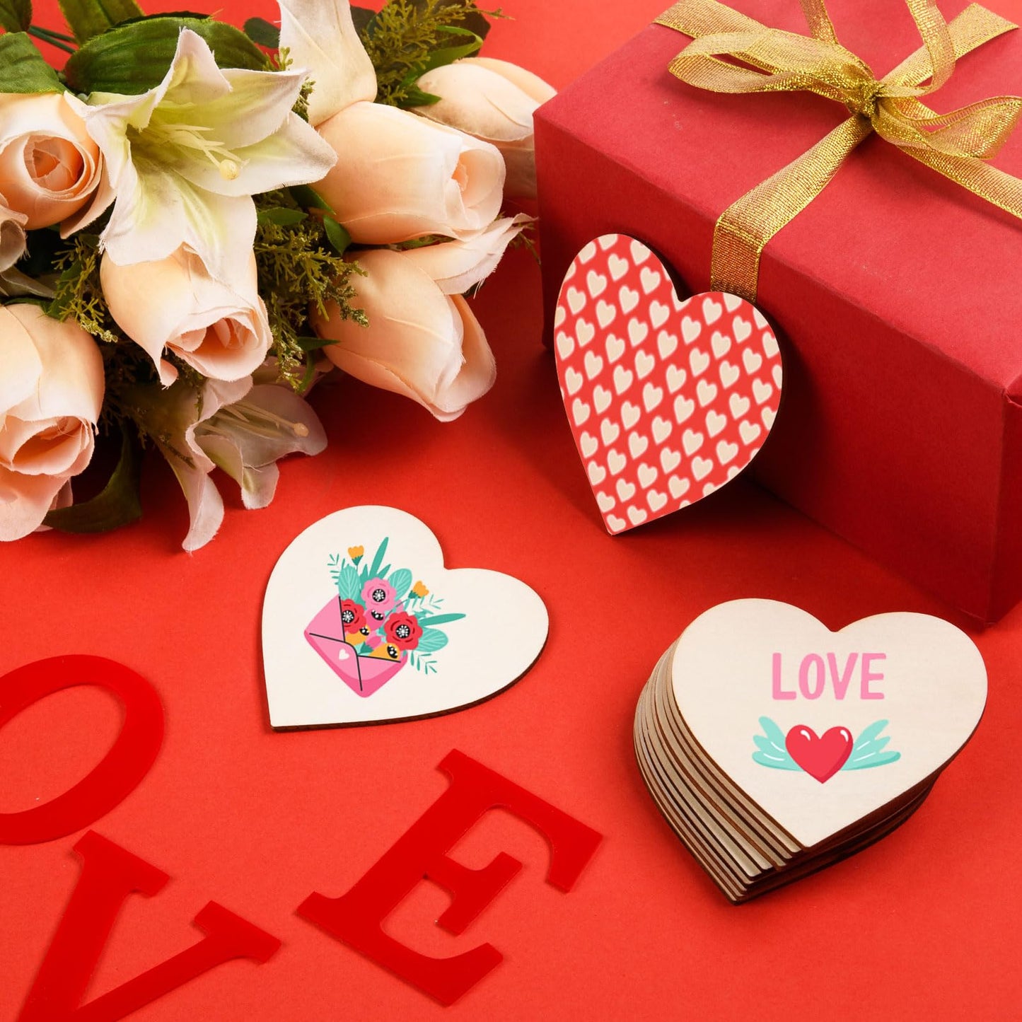 72 Pcs Unfinished Wooden Hearts for Crafts Wood Heart Cutouts Blank Wood Heart Slices Natural Unfinished Wooden Heart Pieces for DIY Crafts Valentine Wedding Party Embellishment,3.94x3.94 Inch
