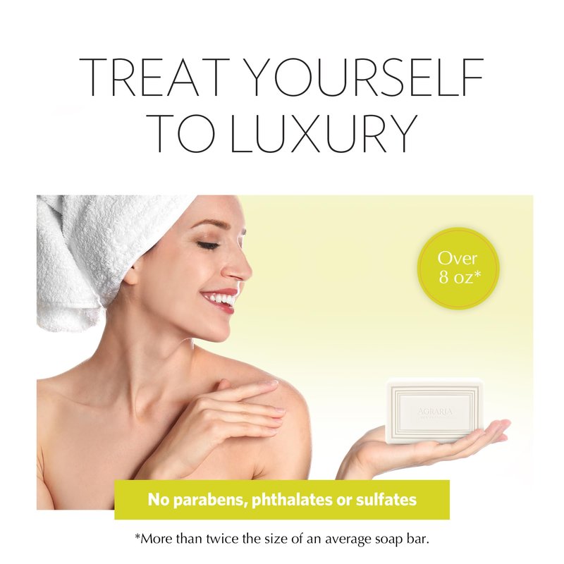 AGRARIA Luxury Bath Lemon Verbena Bar Soap, French Triple Milled Soap, Moisturizing Shea Butter & Kukui Oil Infused Gift for Men and Women, 8 oz