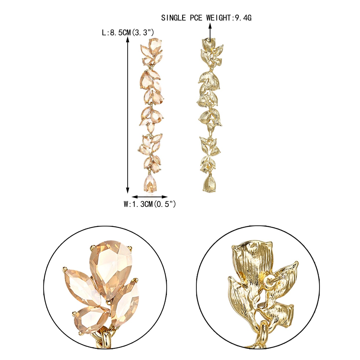 EVER FAITH Banquet Rhinestone Crystal Chandelier Dangle Earring for Women Brides, Art Deco Marquise Teardrop Bridal Long Drop Earrings for Prom Champagne