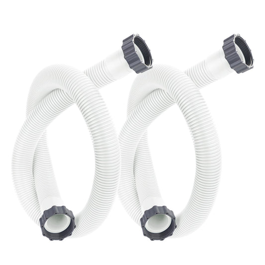 2 Pack Pool Hoses for Above Ground Pools 1.5" x 59" Pool Pump Hose Filter Pumps Replacement Hose Accessories Fits for Intex Filters Pump Above Ground Pools Sand Filter, White