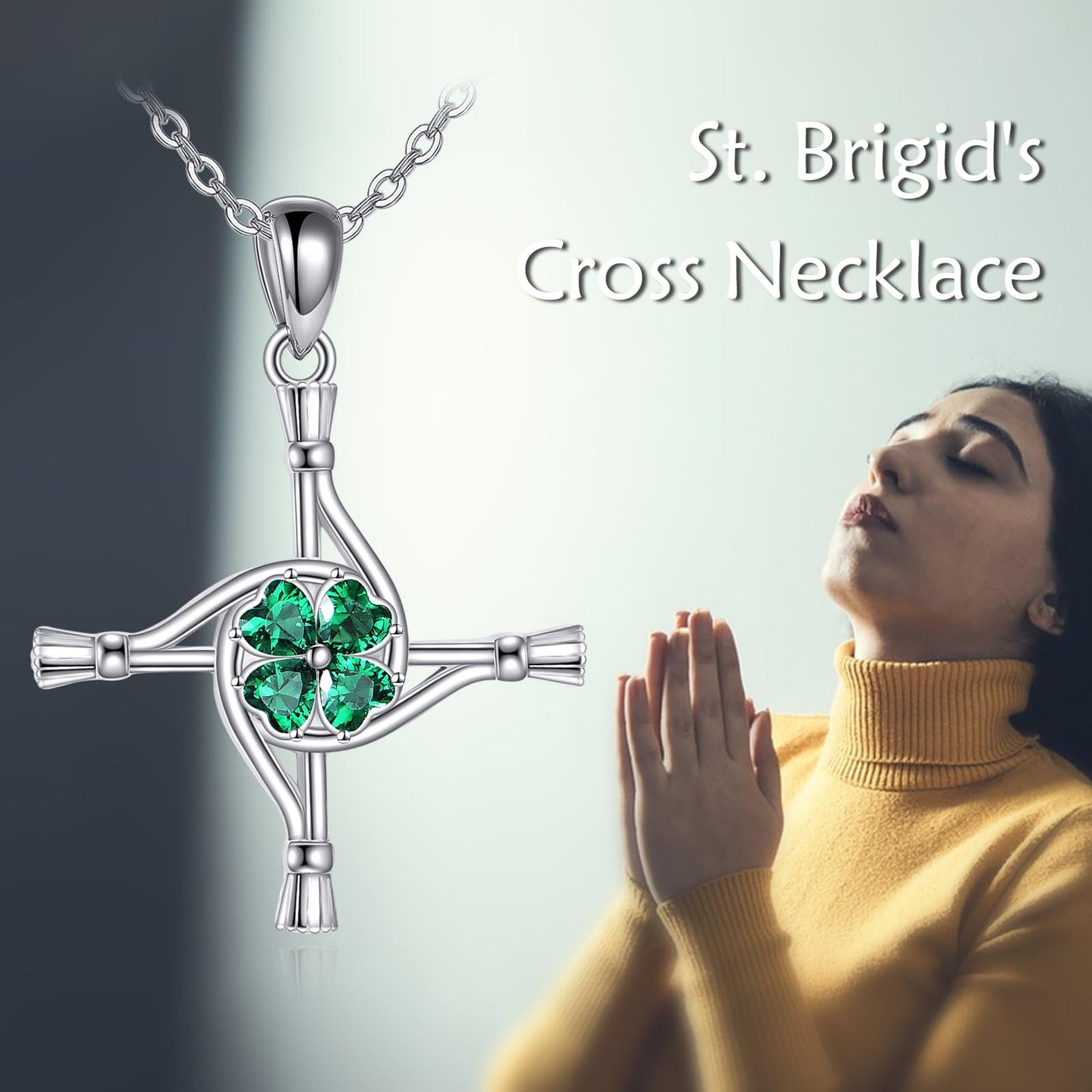 YFN St Bridgets Cross Necklace Sterling Silver Saint Brigid Cross Pendant Necklace Irish Jewelry for Women Irish Gifts