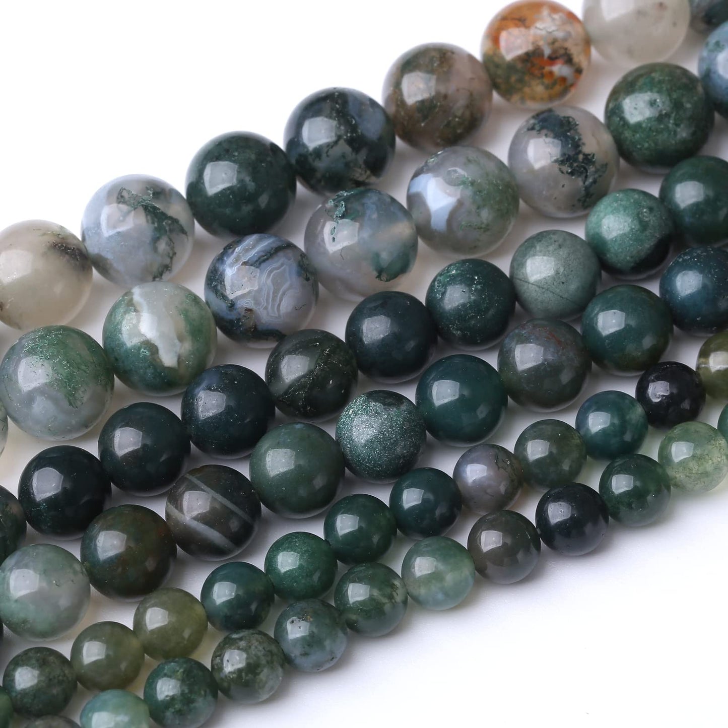 60PCS 6MM Natural Moss Agate Stone Beads Energy Healing Beads for DIY Jewelry Bracelet Necklace Making for Jewelry Making15Inch