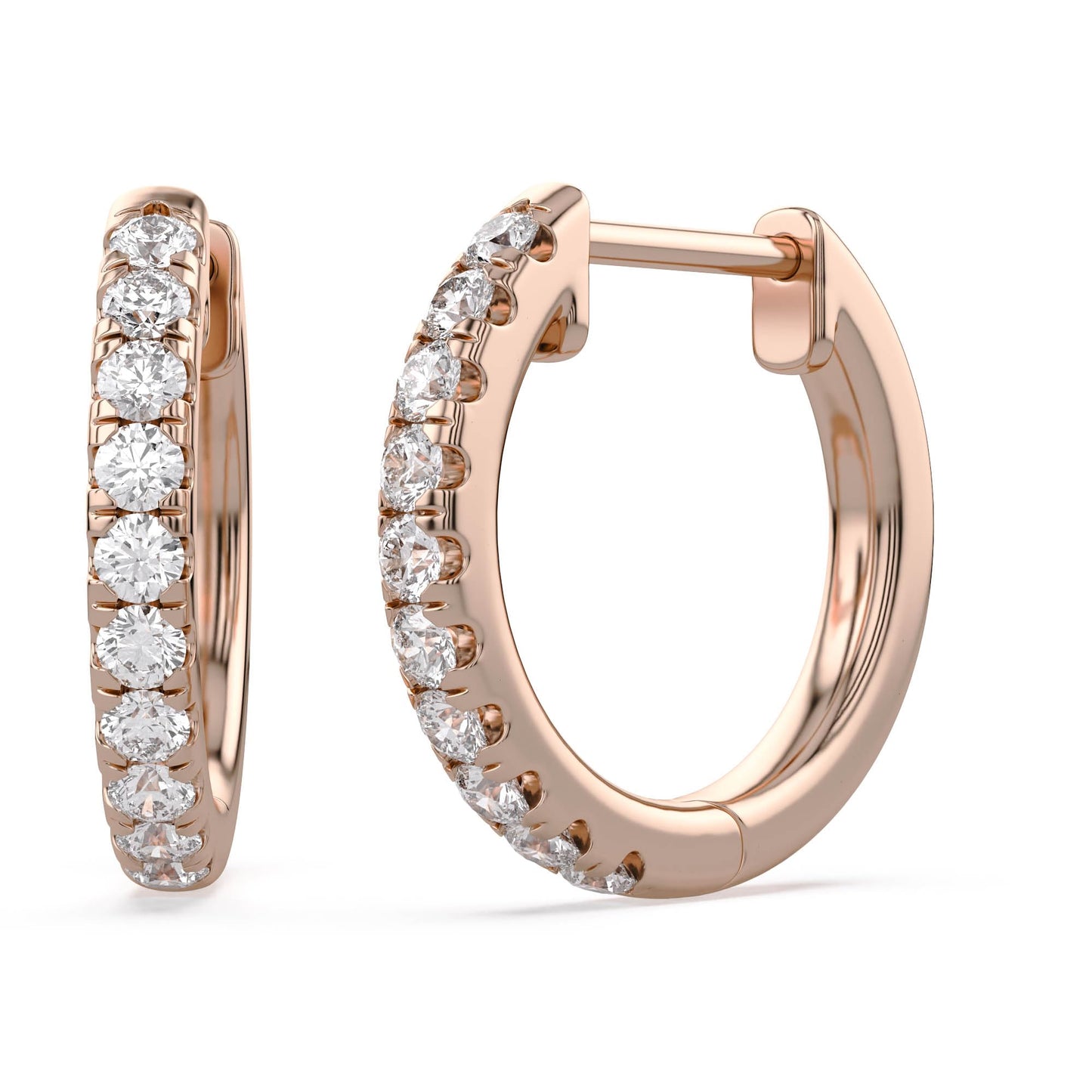 Huggie Hoop Earrings For Women, 1/4 Carat Round Shape Lab Grown Diamond Wedding Bridal Hoop Earrings In 14K Solid Rose Gold Jewelry for Her (0.25 Cttw)