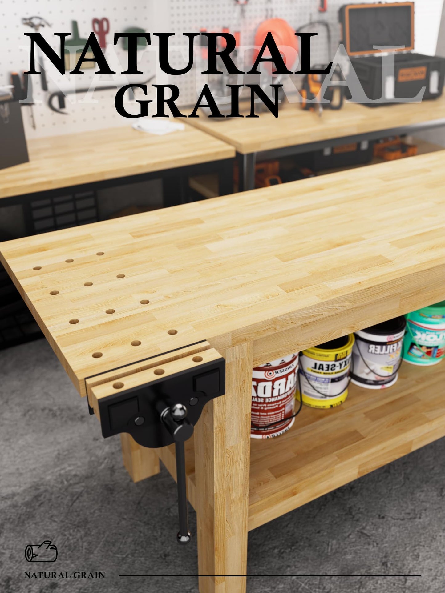 4FT Butcher Block Countertop Birch Solid Wood - 50" x 25" Table Top Butcher Block Cutting Board for Kitchen Island Cart Living Dining Office Desk Workbench Washer Dryer Countertop Unfinished 1.5" Th
