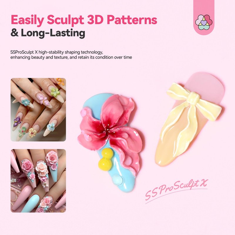 SAVILAND 3D Nail Gel Set: 12 Colors Non-Sticky Soak Off 3D Sculpting Gel for Nail Art Painting Drawing Hand Carving Molding with Sculpture Pen for 3D Nail Art Design Home Salon Manicure DIY