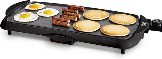 GreenLife 20â Extra Large Electric Griddle, Non-Toxic PFAS & PFOA-Free Ceramic Nonstick, Temperature Control, Quick Even Heating, Removable Drip Tray, Pancakes, Eggs, Sausage, Easy Clean, Black